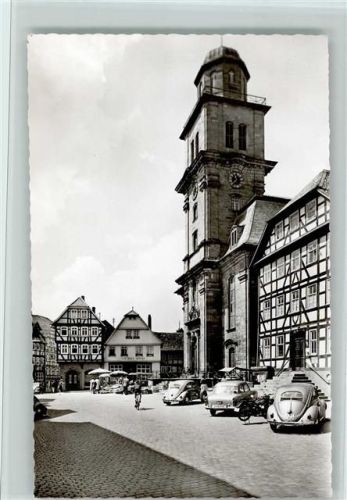 Lauterbach Marktplatz mit Stadtkirche VW Käfer