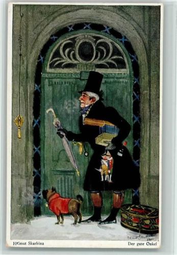 Der gute Onkel klingelt an der Haustür, Hampelmänner Spielzeug, sehr gute Erhaltung AK Skarbina, H.