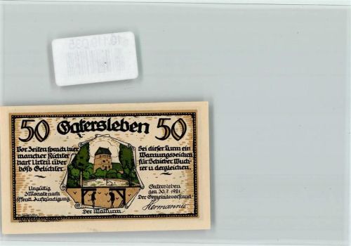 Gatersleben Notgeld 50 Pf. Max u. Moritz flüchten mit Bahn