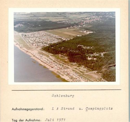 Sahlenburg Strand und Campingplatz Foto montiert auf Karton