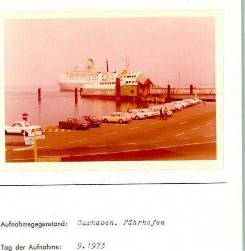 Cuxhaven Fährhafen Foto montiert auf Karton