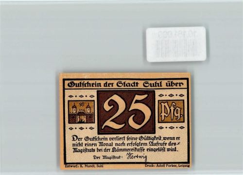 Suhl Notgeld Revolver und Pistole