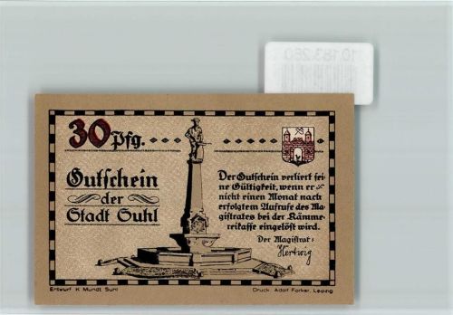 Suhl Notgeld Brunnen Berittener Soldat