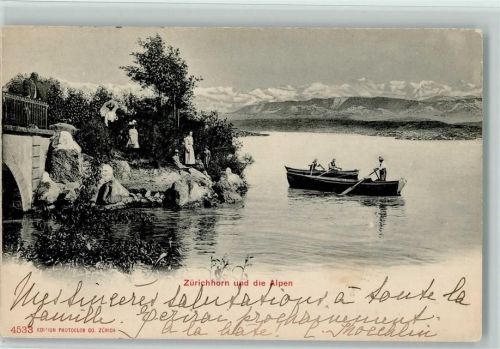 Zürich 1904 Zürichhorn und die Alpen