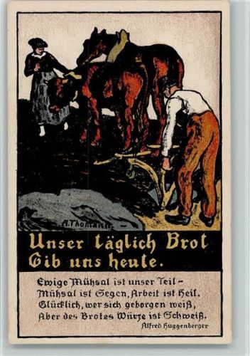 Zürich 1918 Kriegnotunterstützung - Spruch, Bauern beim Pflügen AK