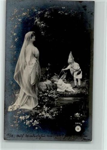 1901 Serie 344-9 - Jugendstil - Frau im Schleiergewand , Zwerg