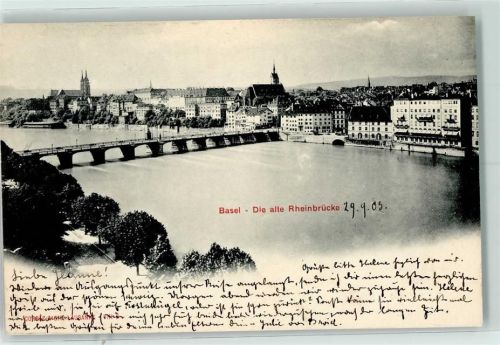 Basel 1903 Die alte Rheinbrücke