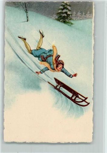 1929 Verlag Excelsior 6272 - Frau verliert den Schlitten AK