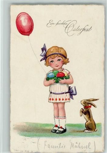 1927 Ostern, Kind mit einem Luftballon AK