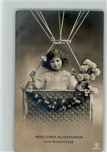 1918 Namenstag - Mädchen im Ballonkorb -Verlag PMB Serie 4927-6