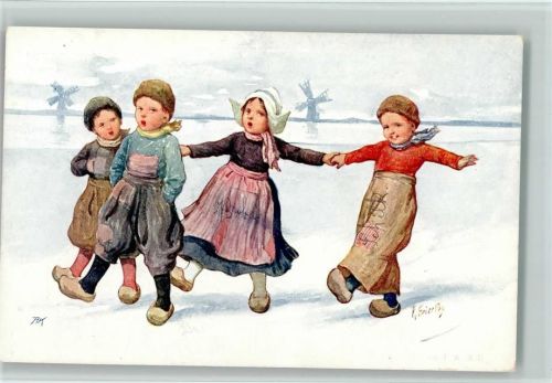 BKW Serie 343-4 , Hollandkinder , gute Erhaltung AK Feiertag, K.