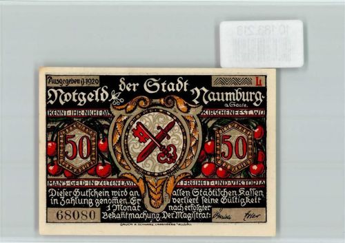 Naumburg Notgeld Scherenschnitt Kirschen