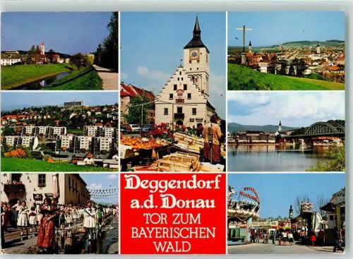 Deggendorf Umzug Marktszene Kirche Brücke Kirmes