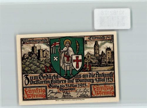 Eisenach Notgeld Dorhof und Torfahrt auf der Wartburg Martin Luther