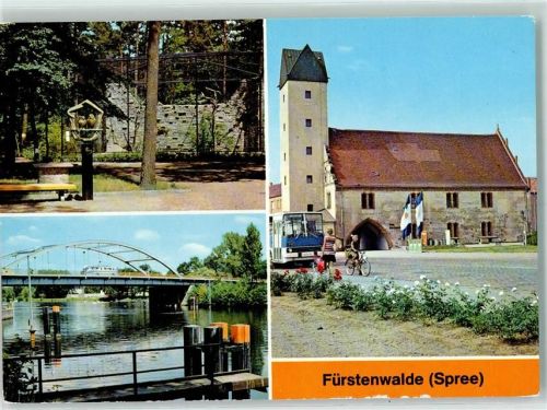 15517 O1240 Fürstenwalde , Spree - Heimattiergarten An der Spree mit der Brücke der Thälmann-Pioniere Rathus
