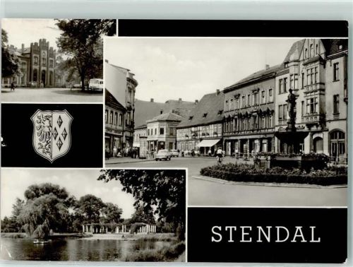 39576 O3500 Stendal - Hauptbahnhof Breite Straße mit Haackebrunnen und Sperlingsida Stadtsee
