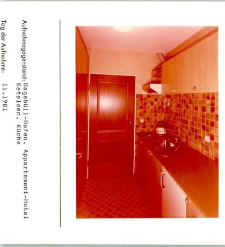 Dagebüll Appartement-Hotel Ketelsen Küche Foto montiert auf Karton