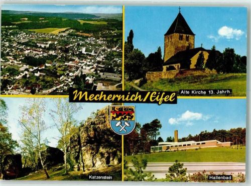 Mechernich Fliegeraufnahme Alte Kirche Katzenstein Hallenbad