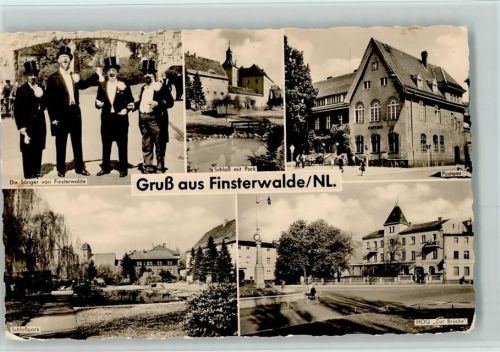 Finsterwalde die Sänger von Finsterwalde Schloß mit Park Postamt Schloßpark HOG Zur Brücke