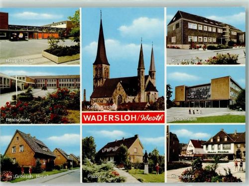 Wadersloh Rückseite mit Abschürfungen bzw Kleberesten Pastorat Kirchplatz Johaneum Krankenhaus