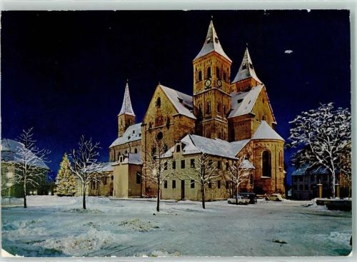 Ellwangen Rückseite mit Abschürfungen bzw Kleberesten Basilika im Winter