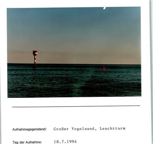Cuxhaven Großer Vogelsand Leuchtturm Foto montiert auf Karton