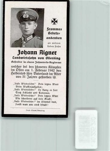 WK II Sterbebilder gefallen 1942 Heldentod