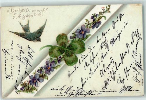 1901 mit Glasperlenauflage Veilchen Poesie