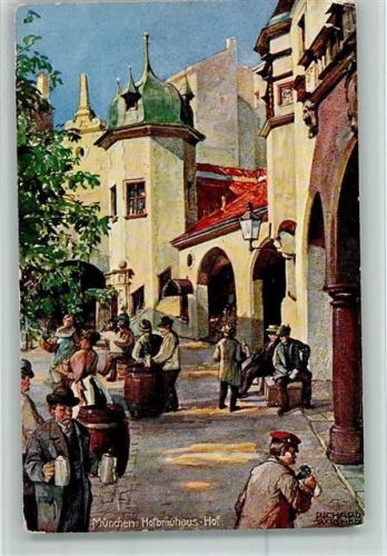 München Hofbräuhaus-Hof sign. Richard Wagner Aquarell-Serie München No. 16