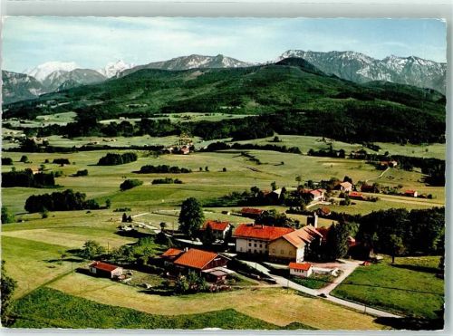 Traunstein Fliegeraufnahme Alpengasthaus Hochberg Hüttenstempel