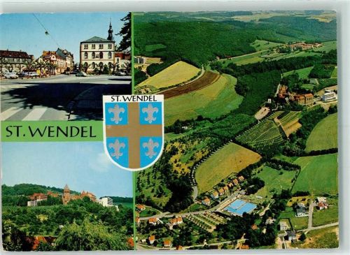 66606 W6690 St. Wendel , Saar - Fliegeraufnahme Schwimmbad Basilika Missionshaus Kurklinik