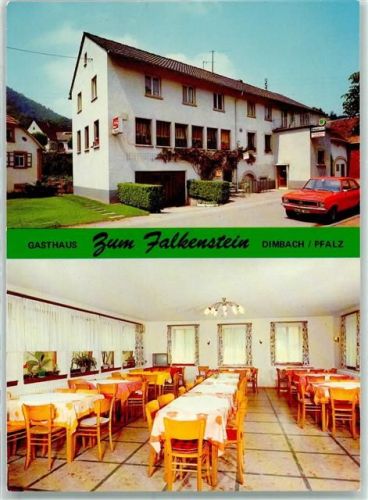 Dimbach Rückseite mit Abschürfungen und Kleberesten Gasthaus Zum Falkenstein Besitzer Fam. Heft