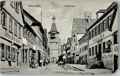 Winnenden Marktstrasse Gasthof zum Hirsch Gasthaus zum Bären Korbgeschäft Wilhelm Hilt