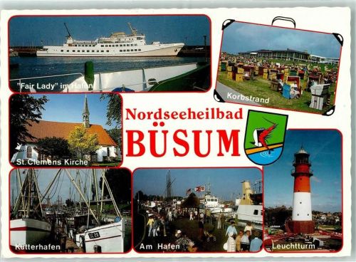 Büsum Fair Lady im HAfen Korbstrand St. Clemens Kirche Kutterhafen Am Hafen Leuchtturm