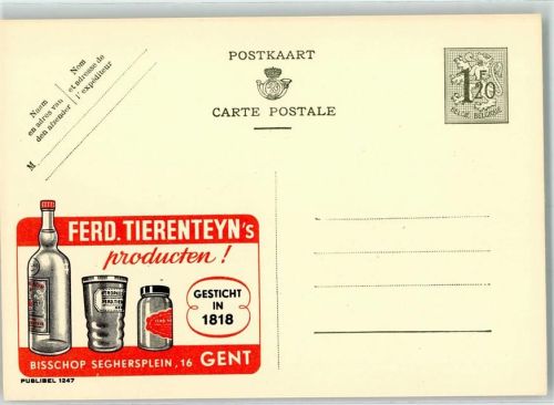 Ferd. Tierenteyn Produkte, Publibel 1247 Belgische Ganzsache Wertstufe 1,20 Lebensmittel