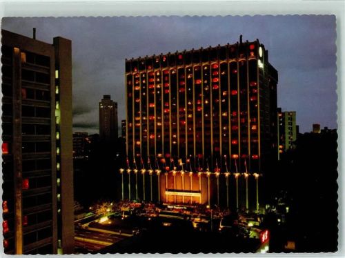 Singapore - The night lights an exciting view of the Singapore Hyatt Hotel