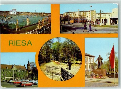 Riesa Schwimmbad Busendhaltestelle Rathaus Im Stadtpark Lenindenkmal