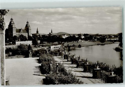 Aschaffenburg Blick vom Pompejanum auf das Schloß Rückseite mit Abschürfungen bzw Kleberesten