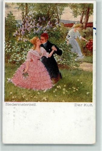 Biedermeierzeit Spiele Der Kuß Genrekarte O.K. 32 Kilophot Wien AK
