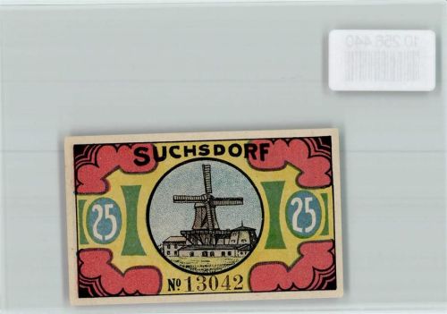 Suchsdorf Notgeld 25 Pfennig Windmühle