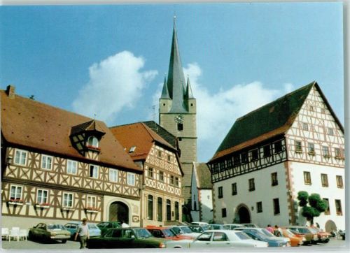 Zeil Romanisches Zeil Marktplatz Rathaus Rückseite mit Abschürfungen bzw Kleberesten