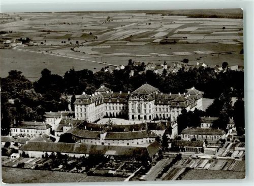 Pommersfelden Fliegeraufnahme Schloss Weissenstein Rückseite mit Abschürfungen bzw Kleberesten