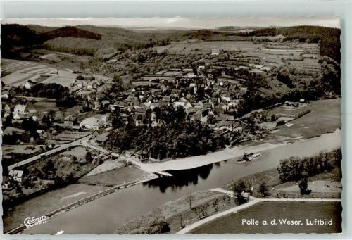 37647 W3453 Polle , Weser - Fliegeraufnahme Rückseite mit Abschürfungen bzw Kleberesten