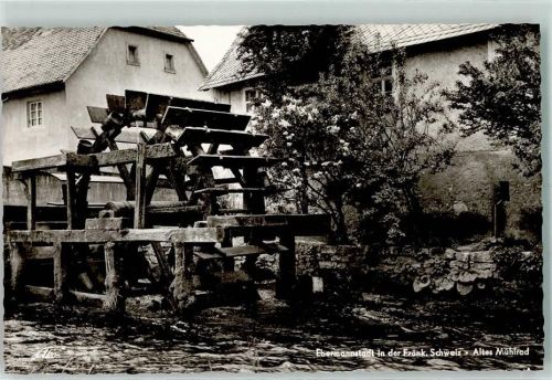 Ebermannstadt Altes Mühlrad Rückseite mit Abschürfungen bzw Kleberesten
