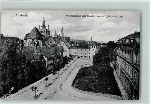 Ansbach Reitbahn mit Gumbertus- und Johanniskirche