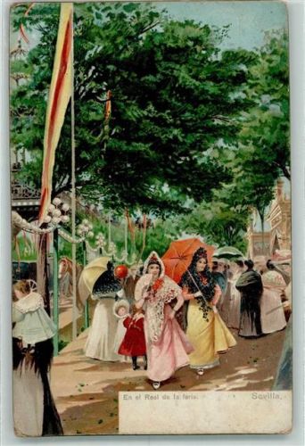 Sevilla 1912 Frau mit Fächer AK