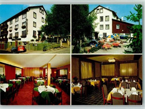 Höfen Gasthof Pension Zum Hirsch Terrasse Innenaufnahmen Gastraum 4-Bildaufnahme