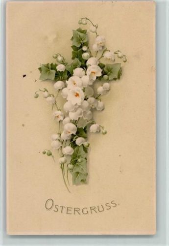 Ostern - Kreuz aus Efeublättern AK