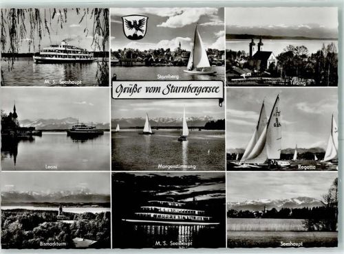 Starnberg Starnberger See MS Seeshaupt Segelboote Bismarckturm