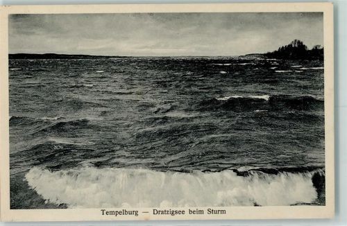 Tempelburg 1925 Dratzigsee beim Sturm AK